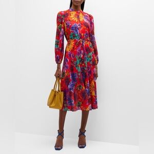 NWT Milly Long Sleeve Floral Midi Dress size 10 (originally $475)